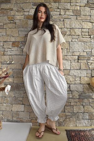 Nonni Gingham Bloomer Pant Stone